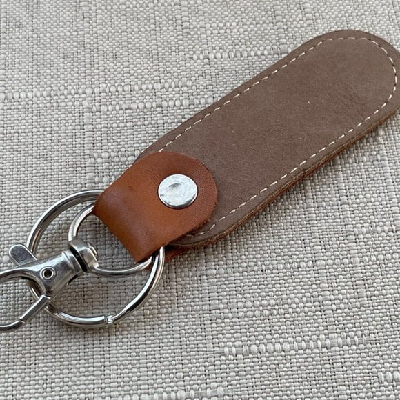Leather Keychain Brown/Tan Keys Holder Double Sided Key chains Handmade - Picture 3 of 8
